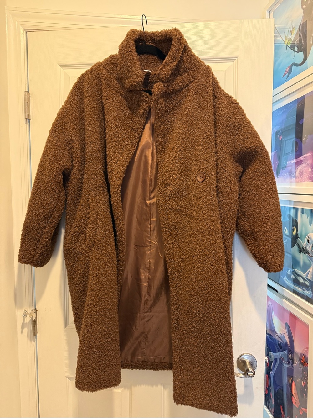 STAX OFFICIAL Brown oversized Teddy Sherpa Coat from Stax in shade Bark in Small